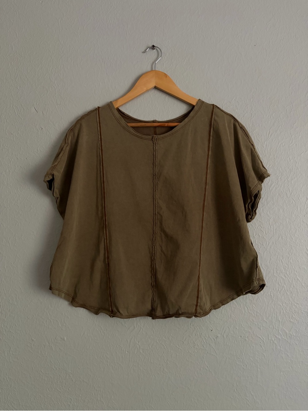 Relaxed Olive Short-Sleeve Top
